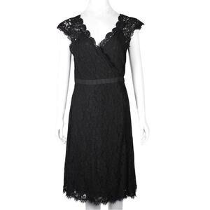 Diane Von Furstenburg Black Willett Lace Wrap Knee Length Sheath Dress 2